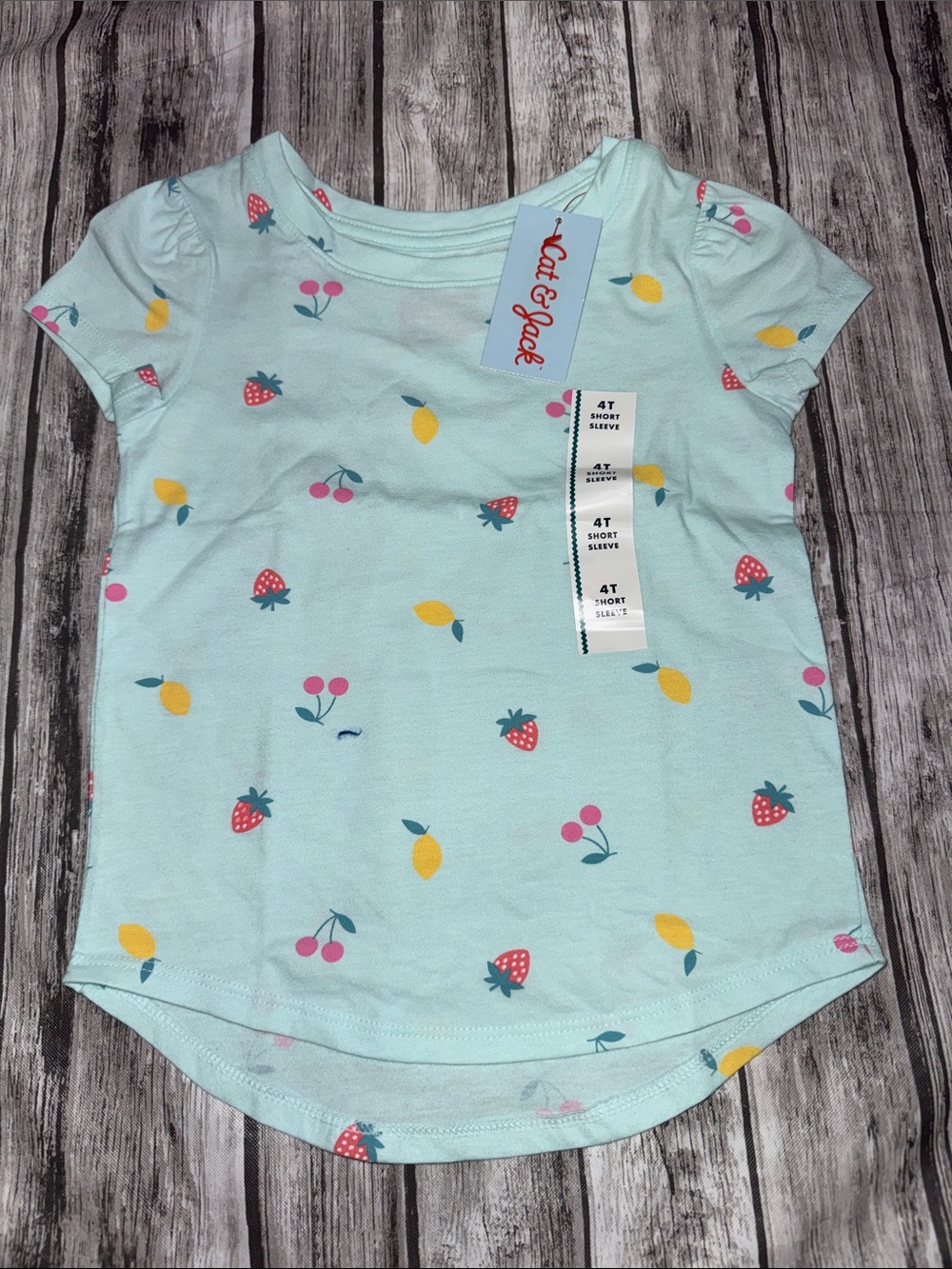 Cat & Jack Mint Short Sleeve Tee with Fruit Print